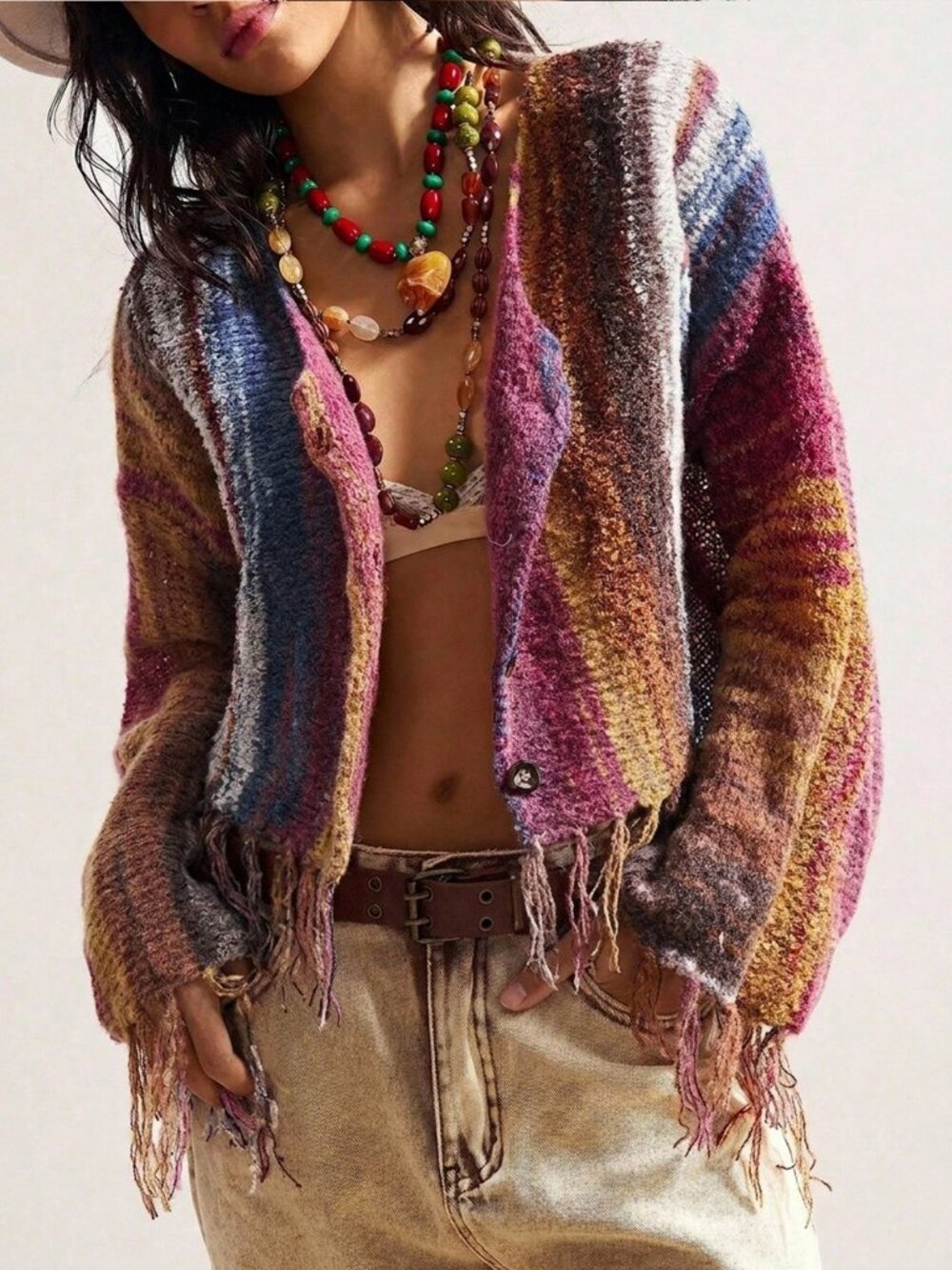 Multicolor Casual Women's Long Sleeve knit sweater Cardigan